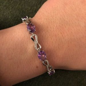 Oval Amethyst & Diamond Accent Bracelet